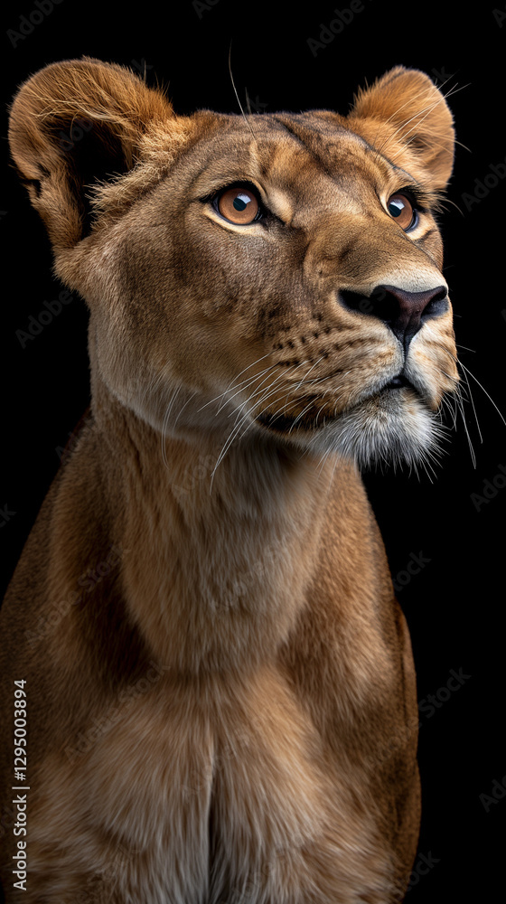 Obraz premium Intense close-up portrait of a lioness.