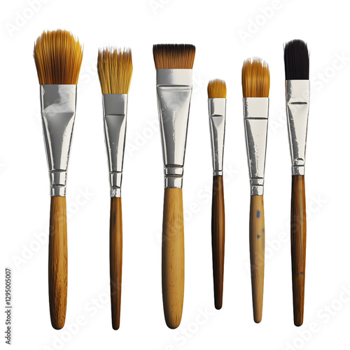 Makeup brushes set color isolated on transparent background