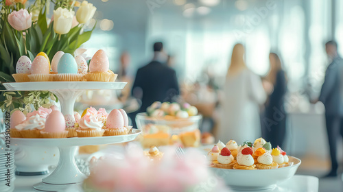 Wallpaper Mural Elegant dessert display with colorful egg-shaped toppings, perfect for a refined event or celebration, showcasing a variety of treats. Torontodigital.ca