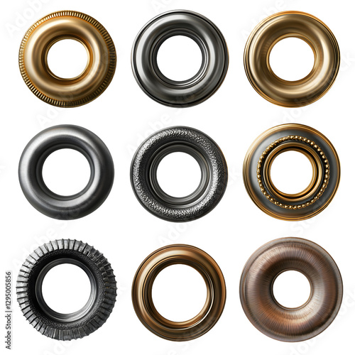 Eyelets collection metal style isolated on transparent background