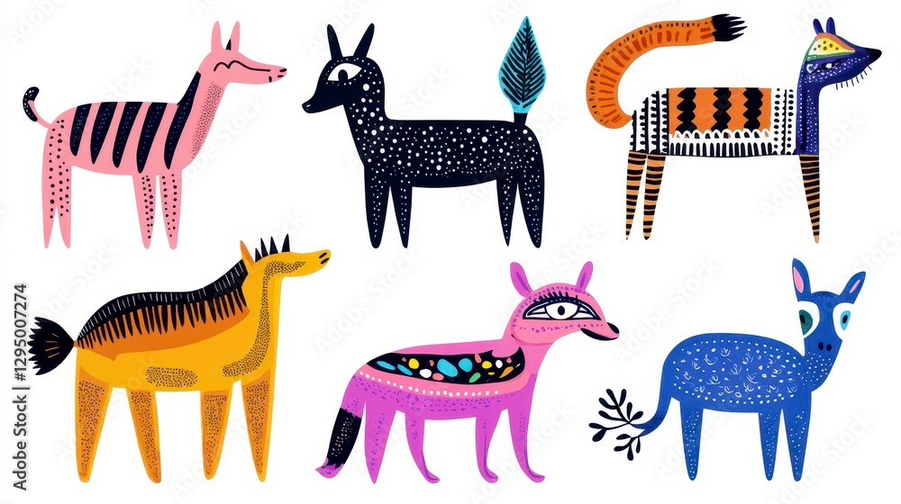 Obraz premium Colorful Abstract Animal Illustrations for Creative Projects