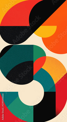 Obraz na płótnie Vertical illustration of rounded shapes in bold colors w salonie