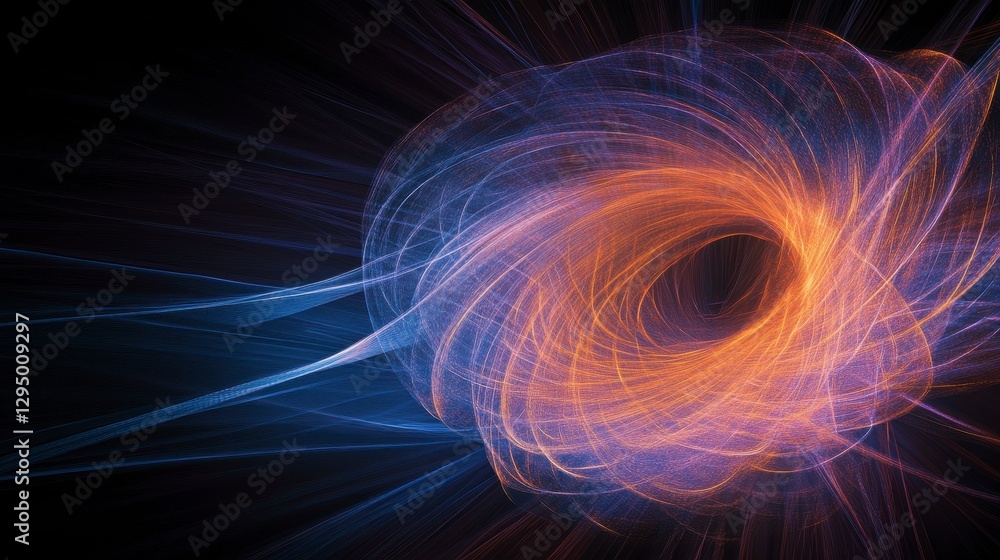 Naklejka premium Abstract digital art swirl in vibrant colors on dark background