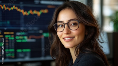 Free Download Stockbroker smiling at work in front of computer showing charts - GFXLoad