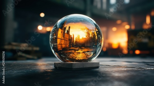 Wallpaper Mural Glass ball showcasing a miniature cityscape captured in a reflective surface Torontodigital.ca