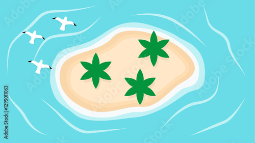 Illustration of Aerial View of Island Scene
