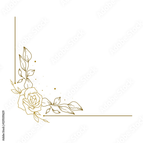 Gold flower line art Border 
