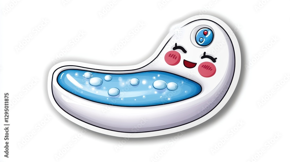Cute Cartoon Water Droplet Character with Smile and Bubbles Cute Cartoon Water Droplet Character with Smile and Bubbles