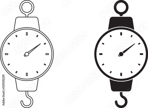 outline silhouette spring balance icon set
