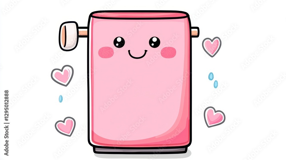Cute Pink Cartoon Character with Hearts and Smiles for Happy Vibes Cute Pink Cartoon Character with Hearts and Smiles for Happy Vibes