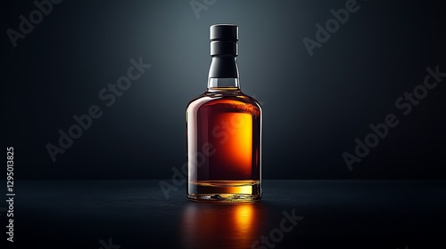 Elegant Whisky Bottle on Deep Navy / 濃紺を背にしたエレガントなウイスキーボトル