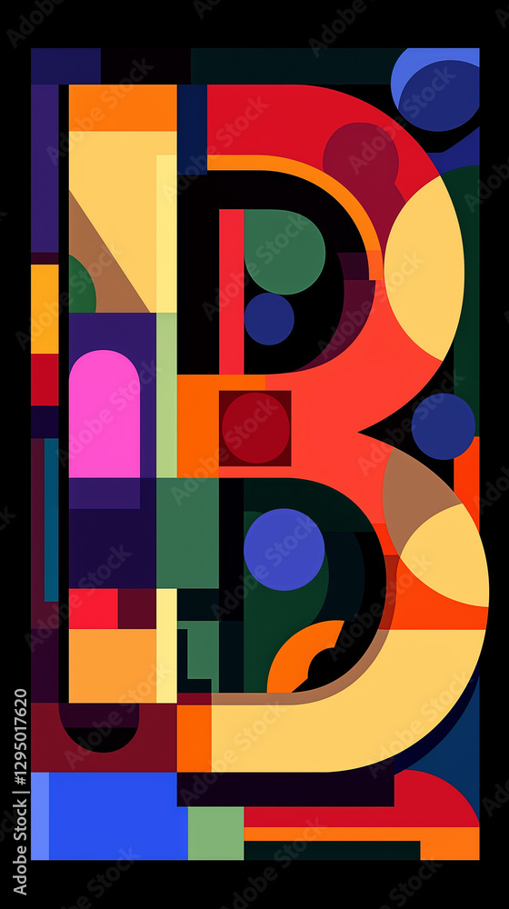 Vertical illustration of a capital alphabet letter B