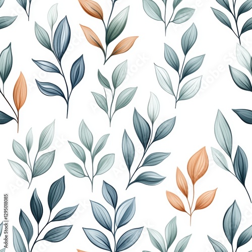 Repetitive seamless pattern of leaf foliage for fabric design.