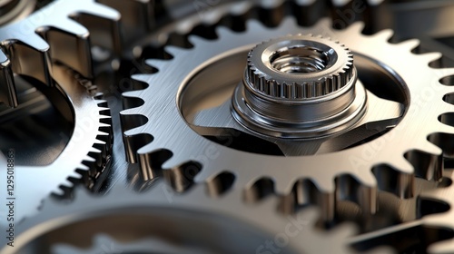 Wallpaper Mural Close-up of intricate metal gears meshing together. Torontodigital.ca