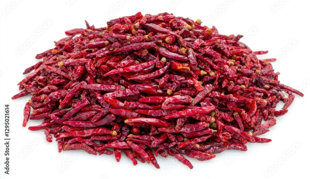 Naklejka premium Heap of dried red chili peppers isolated on white background.