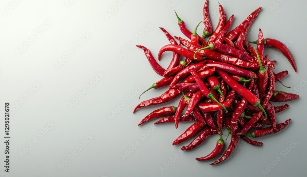 Naklejka premium Heap of red chili peppers on white background.