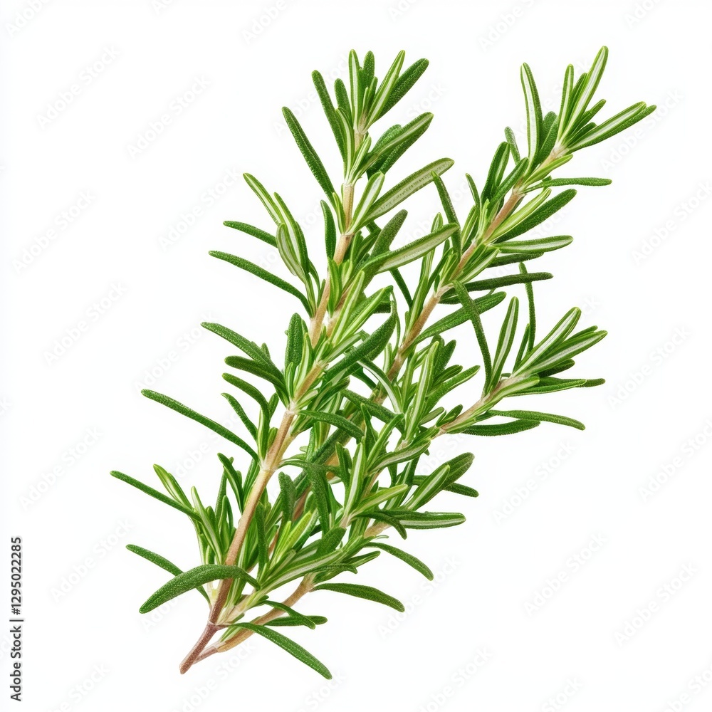Fresh Green Rosemary Herb Sprig Isolated on White Background for Culinary and Aromatic Uses in Home Cooking and Gardening Fresh Green Rosemary Herb Sprig Isolated on White Background for Culinary and Aromatic Uses in Home Cooking and Gardening