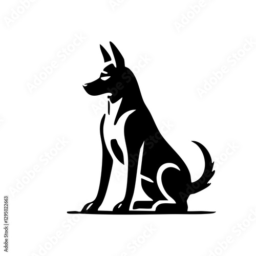 Stylized silhouette of a sitting dog