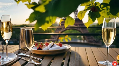 Parisian Balcony Brunch Eiffel Tower Sunrise
