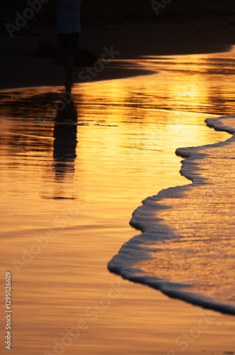 Wallpaper Mural Summer Vacation background Inspire tropical beach seascape horizon. Orange and golden sunset sky calmness tranquil relaxing sunlight summer mood. Vacation travel holiday banner Torontodigital.ca