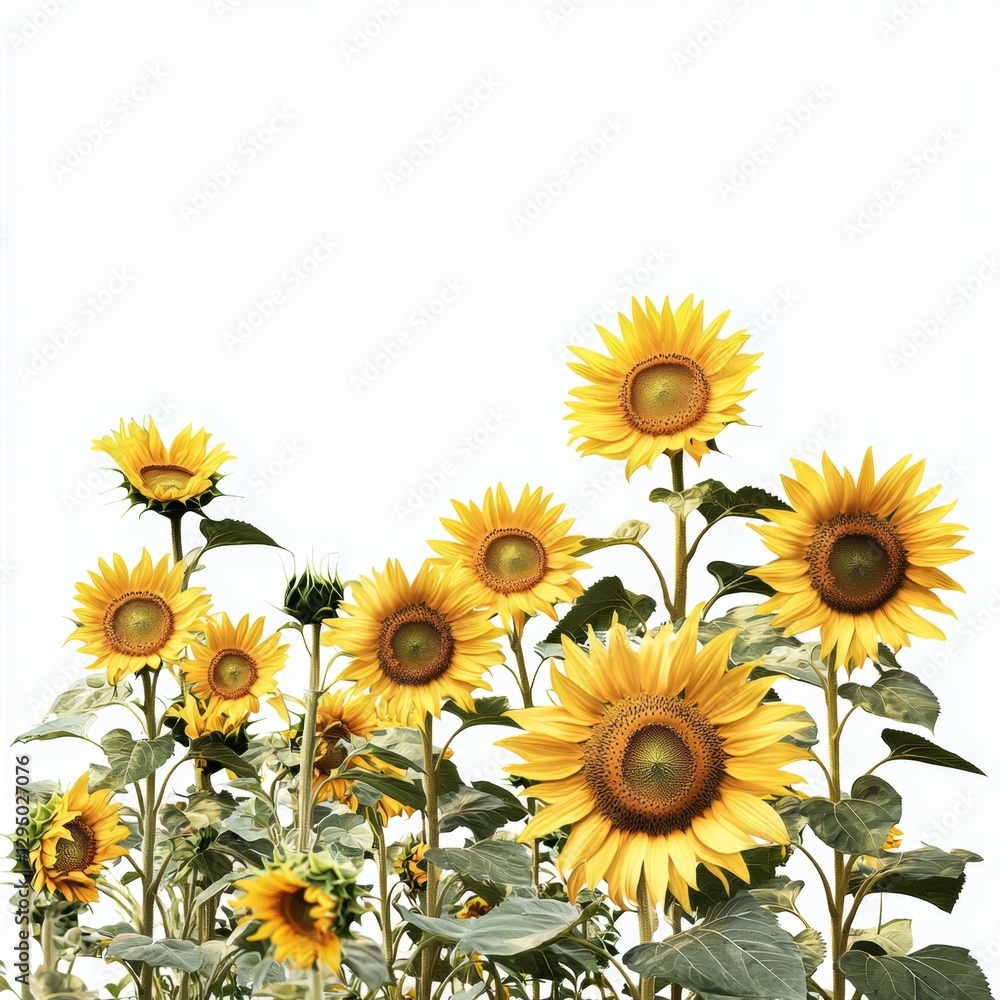 Fototapeta premium Bright and Cheerful Sunflowers Blooming in a Sunny Field Capturing the Essence of Summer Beauty and Natural Joy