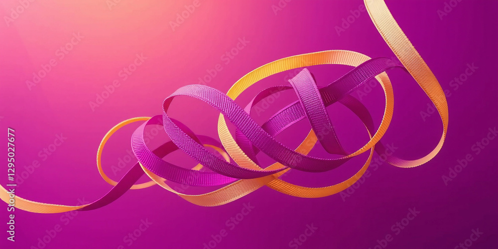 Neon-Lit Futuristic Geometry: Vibrant 3D Abstraction on Dark Purple Backdrop Neon-Lit Futuristic Geometry: Vibrant 3D Abstraction on Dark Purple Backdrop