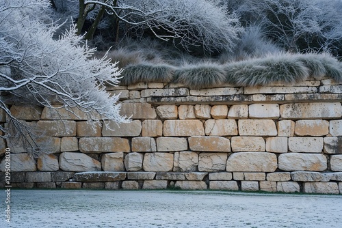 Frosty Limestone Landscape Featuring a Crisp Winter Surface Aesthetic