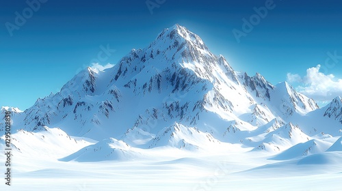 Wallpaper Mural Majestic snow-covered mountain under a clear blue sky with distant peaks in the background Torontodigital.ca