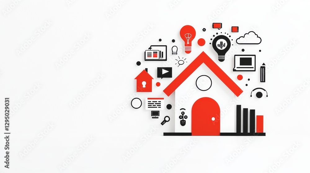 Fototapeta premium Home automation solutions digital space infographic design modern technology