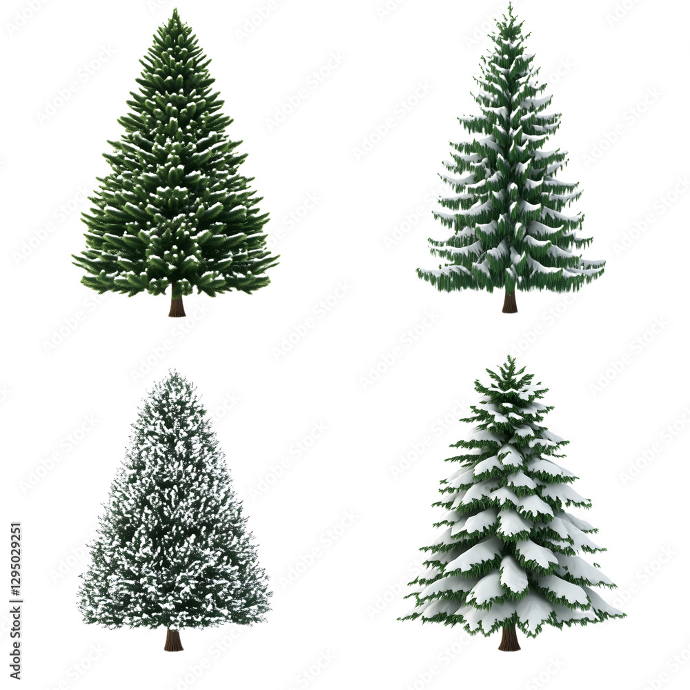 Obraz premium Green tree collection landscape isolated on transparent background