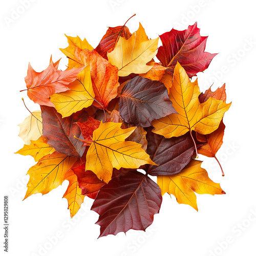 Wallpaper Mural Pile of autumn leaves in warm orange, yellow, and red hues, seasonal fall foliage, isolated on transparent or white background, png Torontodigital.ca