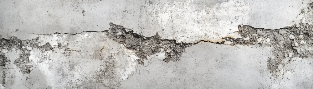 Obraz premium A close-up view of a textured wall featuring a prominent crack that runs diagonally across the surface.