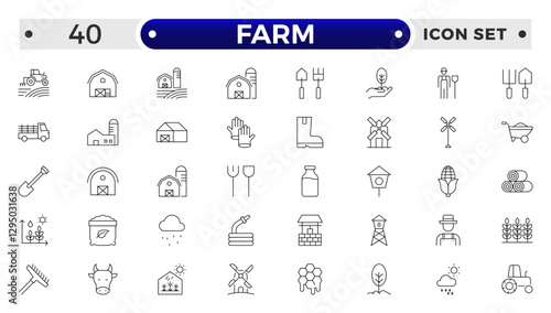 Farm, Farming, Agriculture - outline web icon set. Contains such Icons as Greenhouse, Haystack, Harvest and more. Outline icons collection.