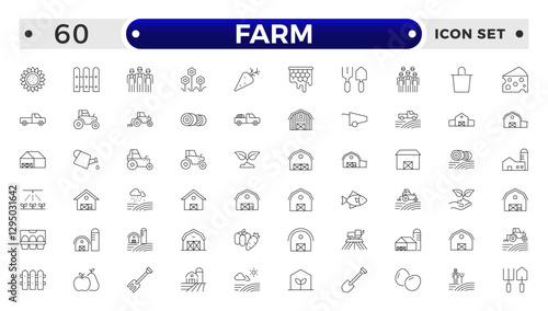 Farm, Farming, Agriculture - outline web icon set. Contains such Icons as Greenhouse, Haystack, Harvest and more. Outline icons collection.
