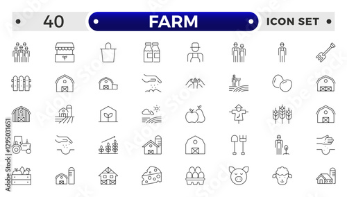 Farm, Farming, Agriculture - outline web icon set. Contains such Icons as Greenhouse, Haystack, Harvest and more. Outline icons collection.