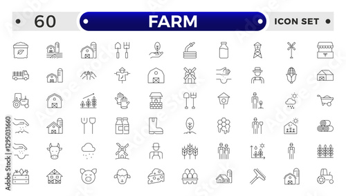 Farm, Farming, Agriculture - outline web icon set. Contains such Icons as Greenhouse, Haystack, Harvest and more. Outline icons collection.