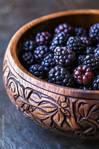 Inuit akutaq berry dessert in carved wooden bowl photo