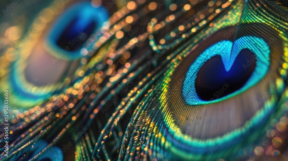 Naklejka premium Vibrant Peacock Feather Patterns and Colors