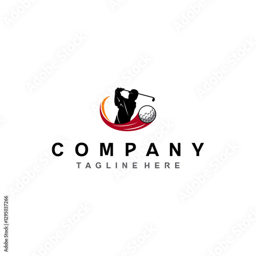 Golf with swinging pose logo design