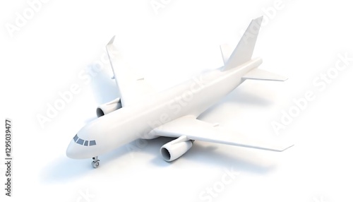 Sleek White Airplane: A Minimalist 3D Render