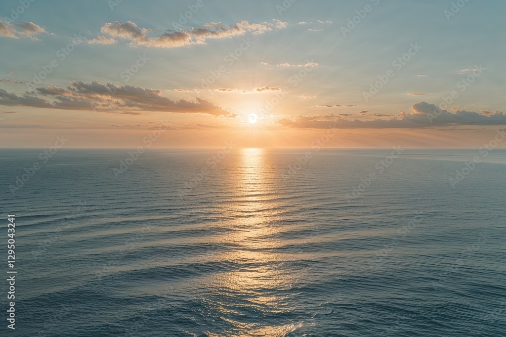Obraz premium Serene Ocean Horizon Bathed in Sunlight in a Peaceful Landscape
