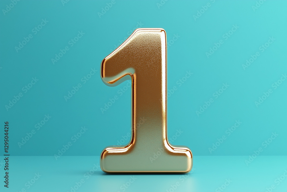 Isolated gold number one with a shiny metallic finish Isolated gold number one with a shiny metallic finish