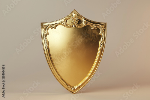Wallpaper Mural 3D-rendered golden shield with embossed details, isolated solid color background Torontodigital.ca