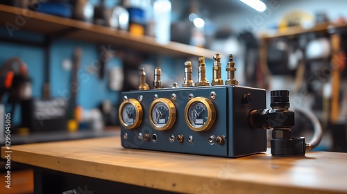 Wallpaper Mural Workshop Pressure Gauges on Wooden Table Torontodigital.ca