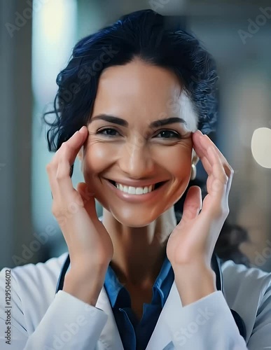 Experienced Female Doctor with Endoscope in Soft-Color Lab Coat, Realistic Look