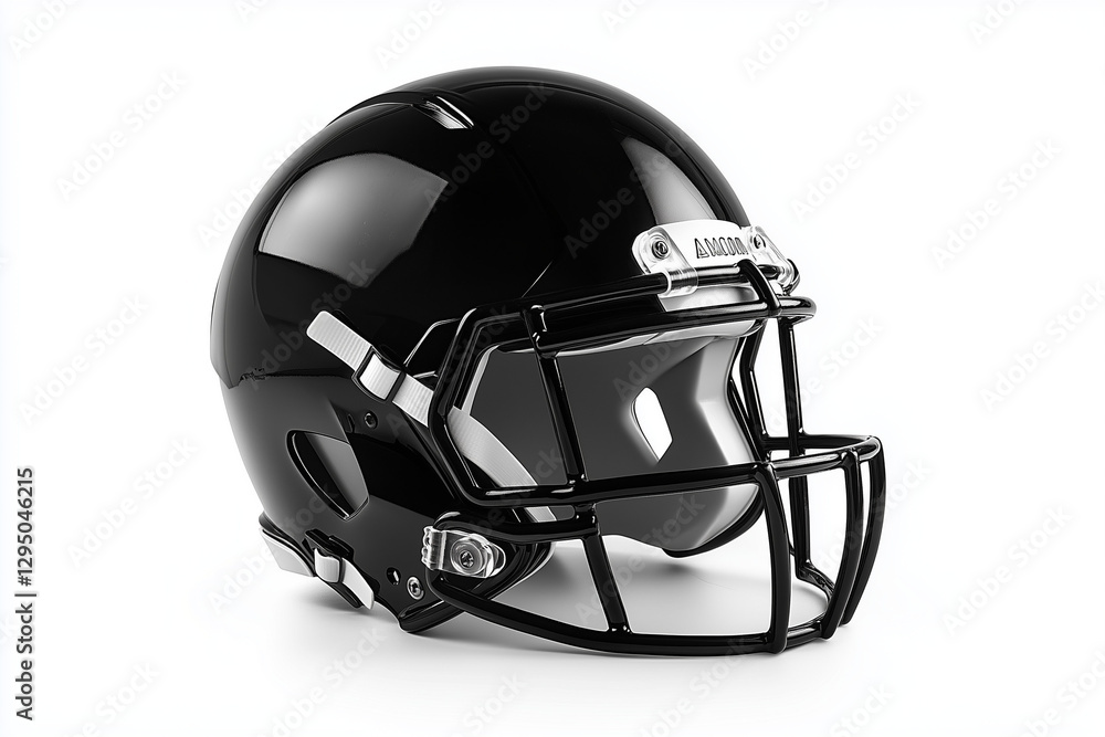 Fototapeta premium Black American football helmet isolated on a white background