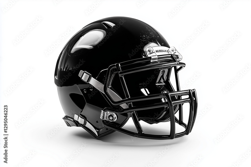 Fototapeta premium Black American football helmet isolated on a white background