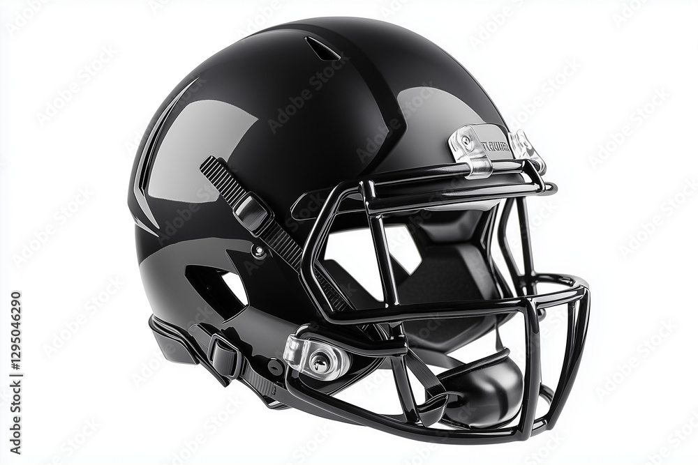 Naklejka premium Black American football helmet isolated on a white background