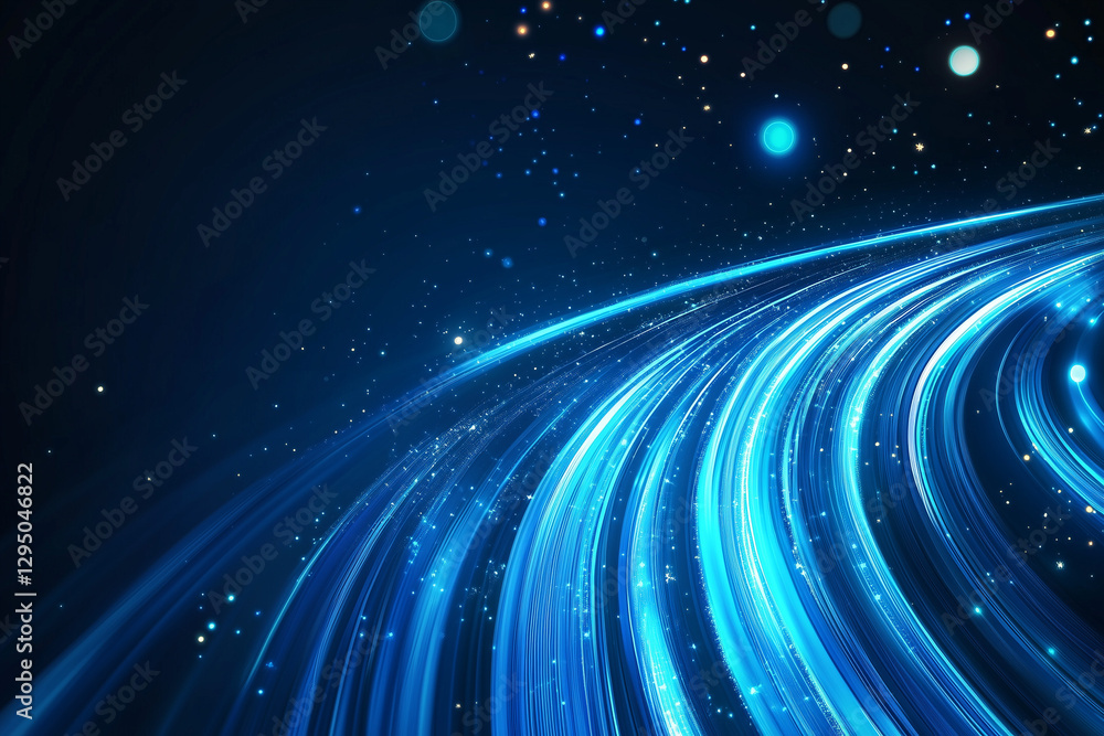 Obraz premium Dynamic blue abstract background with light speed streaks