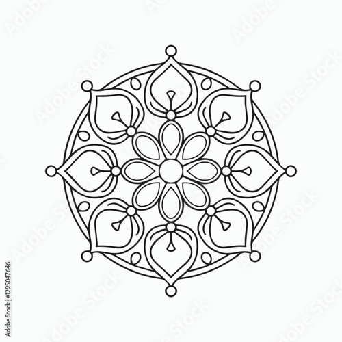 Easy Floral Mandala Coloring Page for Mindfulness & Relaxation